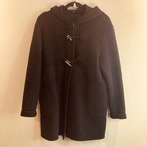 SAINT JAMES Sz 12 Wool Zipper &  Button Closure with Hood Ribbed Top Cardigan